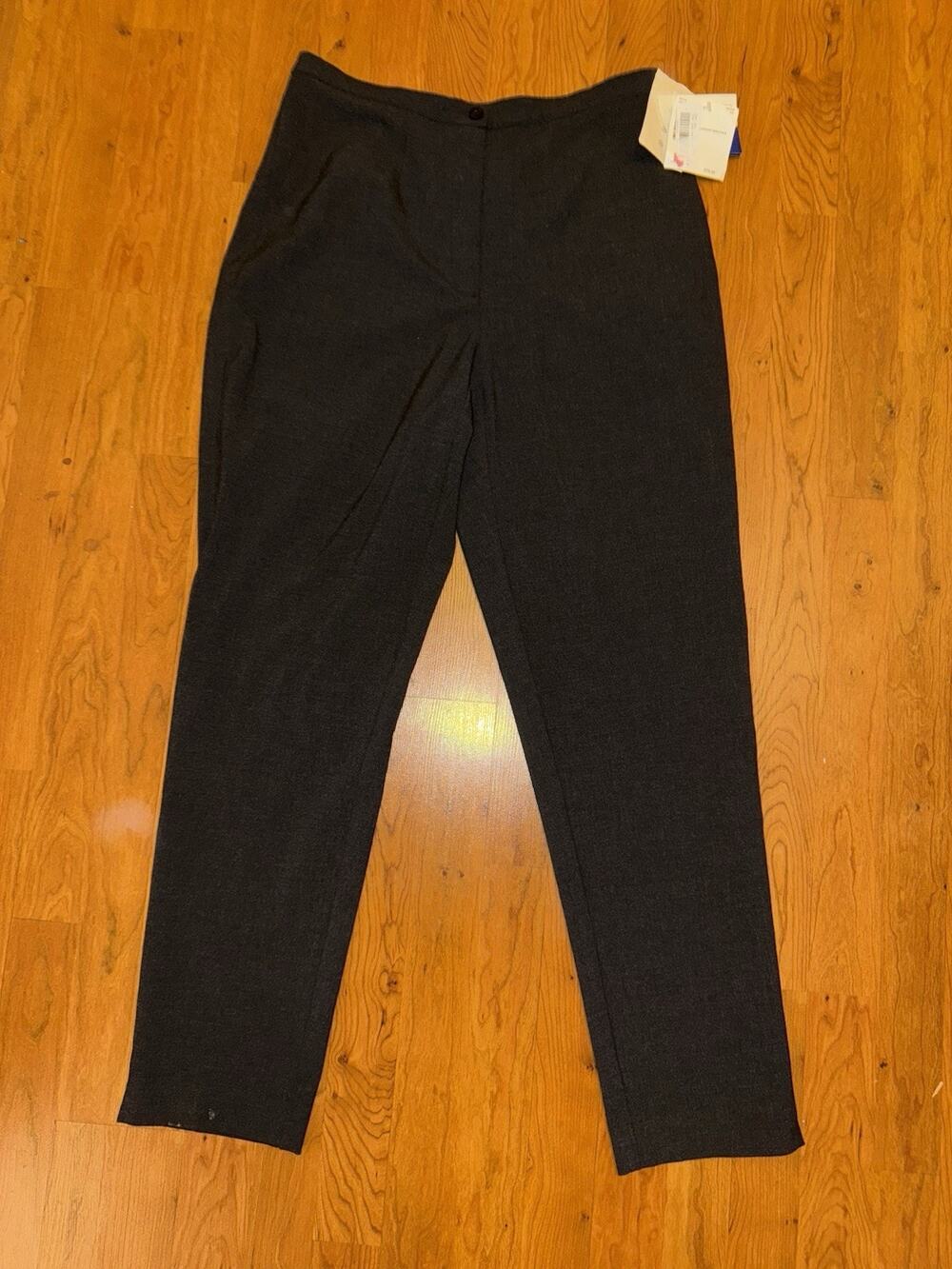 Liz Claiborne Carefree Wrinkle Free Stretch Women's Gray Dress Pants Size 14 NEW